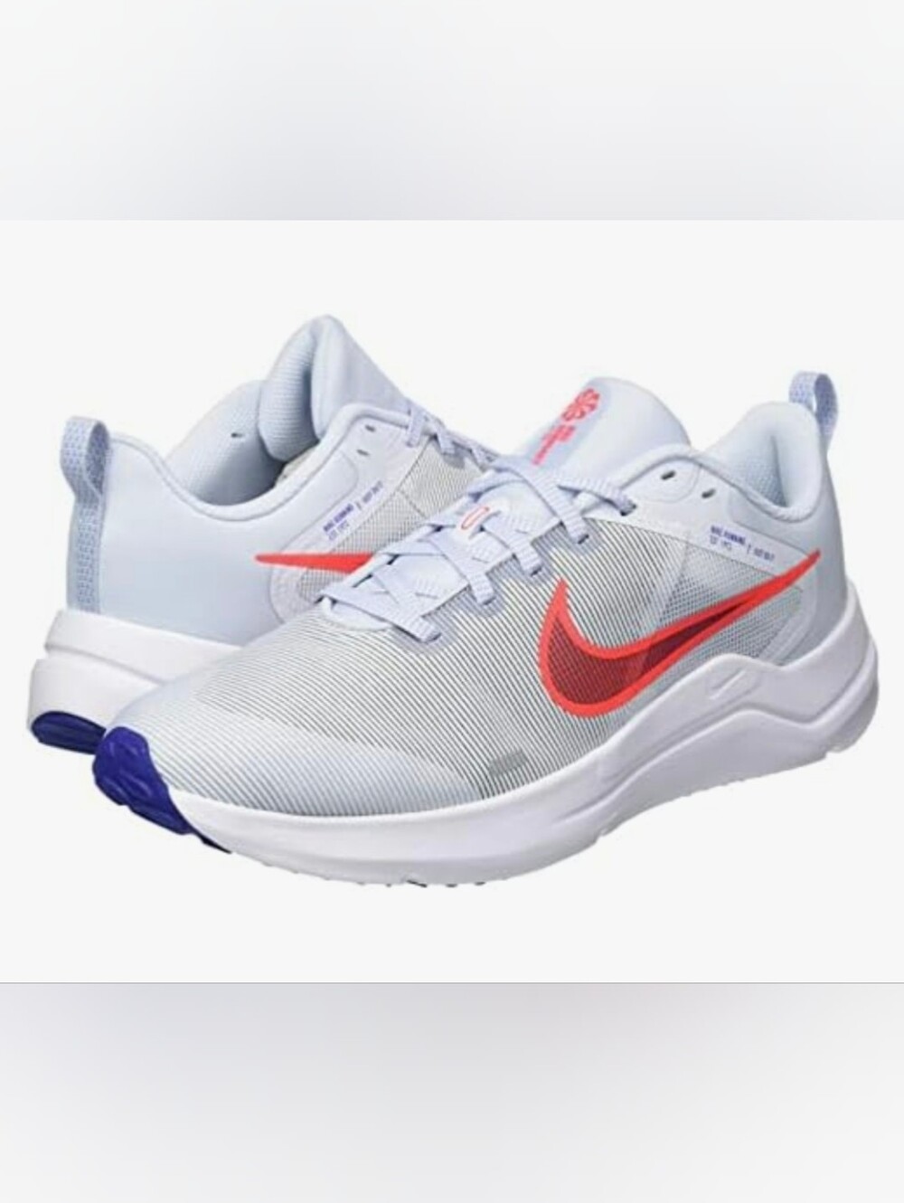 Nike Downshifter White Sneakers with Red Swoosh Sz 10